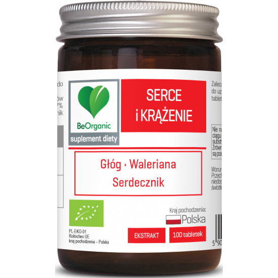 TABLETKI WSPOMAGAJĄCE SERCE I KRĄŻENIE BIO 100 szt. (500 mg) - BE ORGANIC