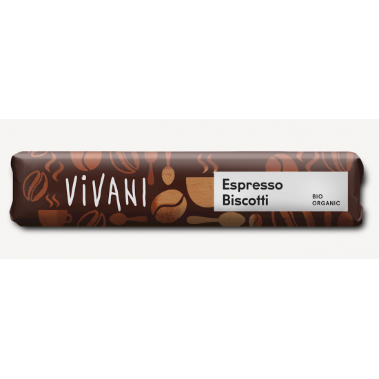 BATON Z MLECZNEJ CZEKOLADY Z NADZIENIEM ESPRESSO I KAWAŁKAMI WAFLI BIO 40 g - VIVANI