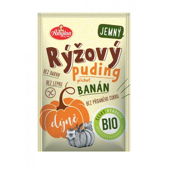 BUDYŃ RYŻOWY Z DYNIĄ O SMAKU BANANOWYM BEZGLUTENOWY BIO 40 g - AMYLON